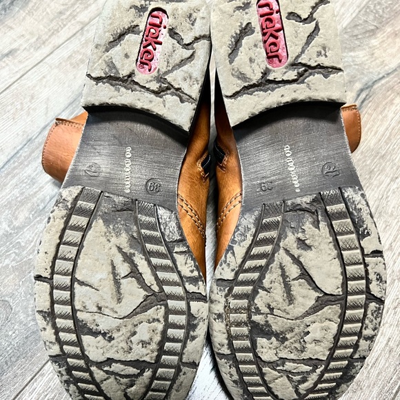 Reiker Tan Leather Heeled Ankle Boots With Buckle Detail Size 39 - Picture 5 of 7